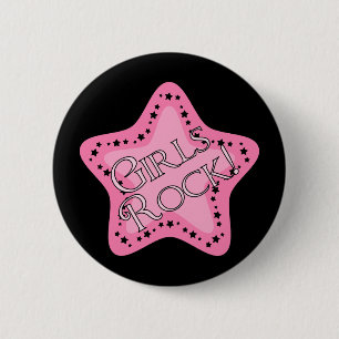 Girls Rock Pink Star 6 Cm Round Badge