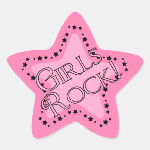 Girls Rock Pink Star Sticker