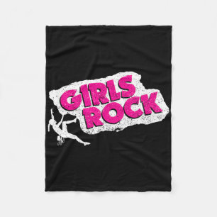 Girls Rock Shirt Climb Womens Climbing Gift Fleece Blanket