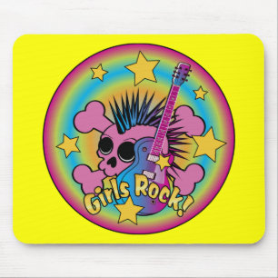 Girls Rock Skull & Crossbones Mouse Pad