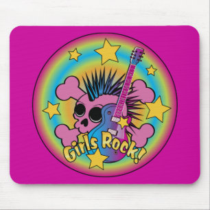 Girls Rock Skull Mouse Pad