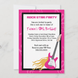 GIRLS ROCKER GUITAR HERO Birthday Party Invitation