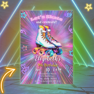 Girls Roller Skating Birthday Invitation