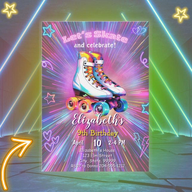 Girls Roller Skating Birthday Invitation  (Creator Uploaded)