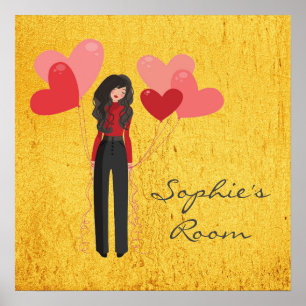 Girl's room cute personalised name poster
