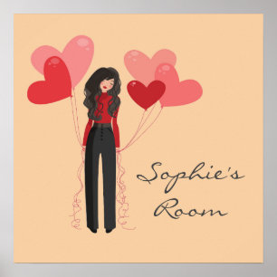 Girl's room cute personalised name poster