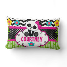 Girls Room Panda Bear Personalised Pillow