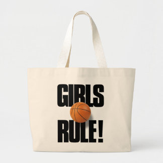 GIRLS RULE! Basketball Large Tote Bag