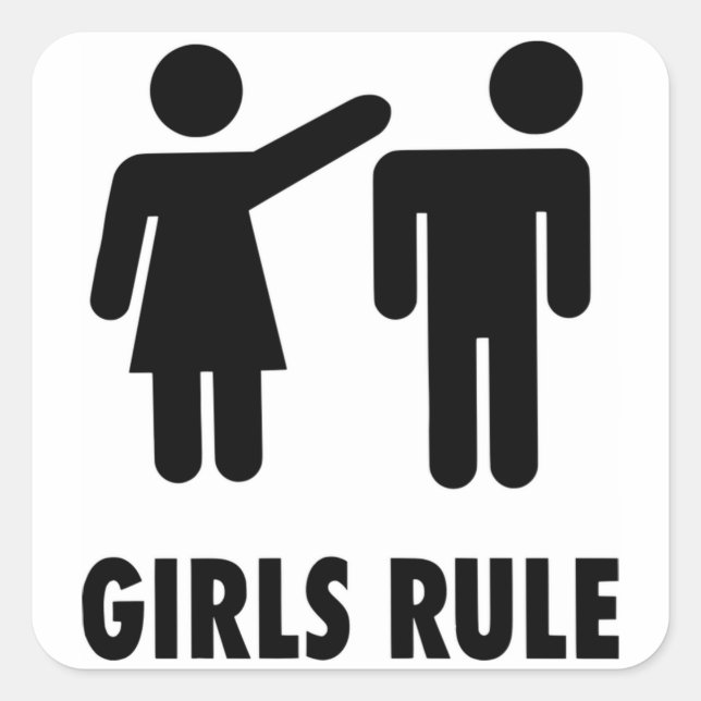 Girls Rule Square Sticker (Front)