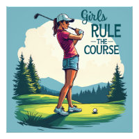 Girls Rule the Course Retro Golf Illustration
