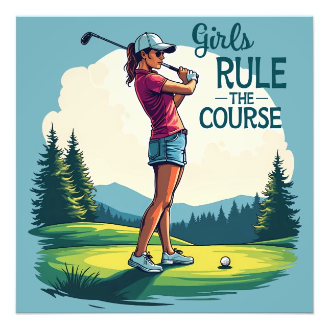 Girls Rule the Course Retro Golf Illustration Photo Print (Front)
