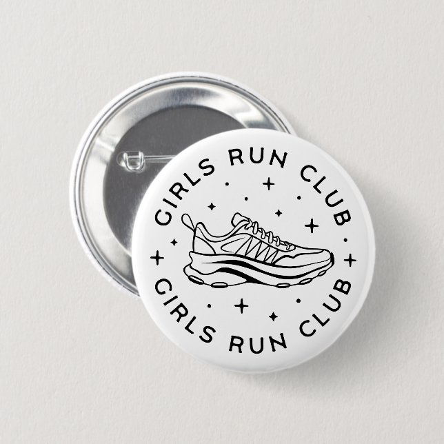 Girls run club 6 cm round badge (Front & Back)