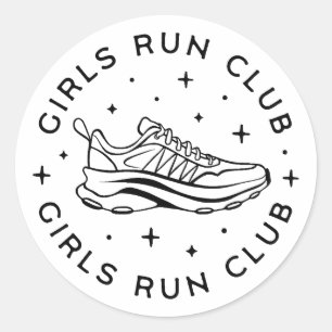 Girls run club classic round sticker