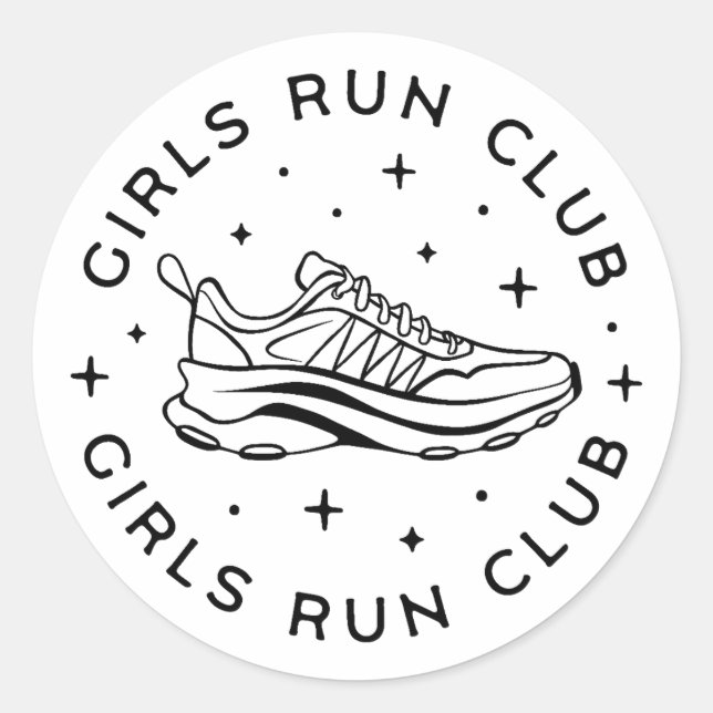 Girls run club classic round sticker (Front)