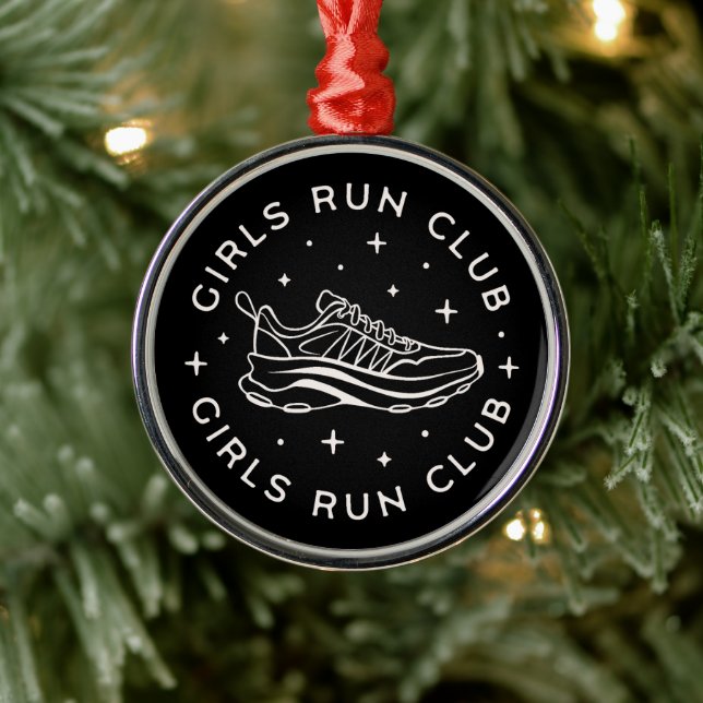 Girls run running club metal ornament (Tree)
