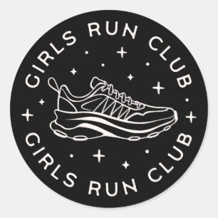 Girls run running club squad classic round sticker