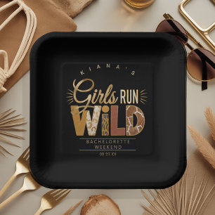 Girls Run Wild Safari Bachelorette ID1148 Paper Plate