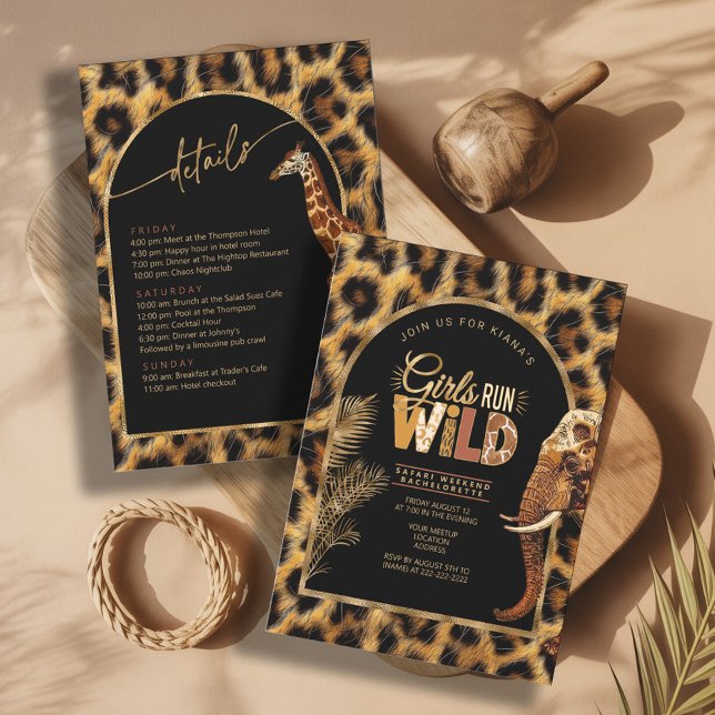 Girls Run Wild Safari Bachelorette Weekend ID1148 Invitation (Creator Uploaded)