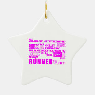 Girls Runners : Pink Greatest Runner Ceramic Ornament