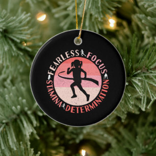 Girls Running Mindset - Focus Fearless Runner Ceramic Ornament