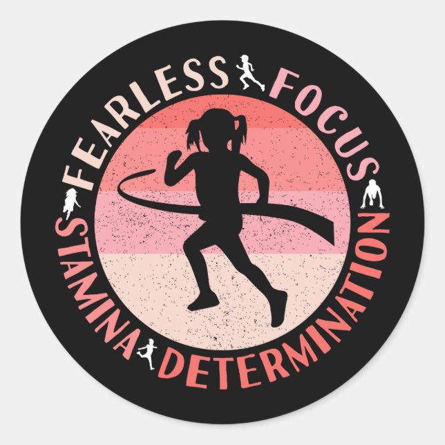 Girls Running Mindset - Focus Fearless Runner Classic Round Sticker (Front)