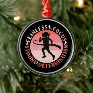Girls Running Mindset - Focus Fearless Runner Metal Ornament