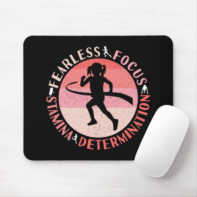 Girls Running Mindset - Focus Fearless Runner Mouse Pad (With Mouse)