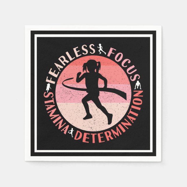 Girls Running Mindset - Focus Fearless Runner Napkin (Front)
