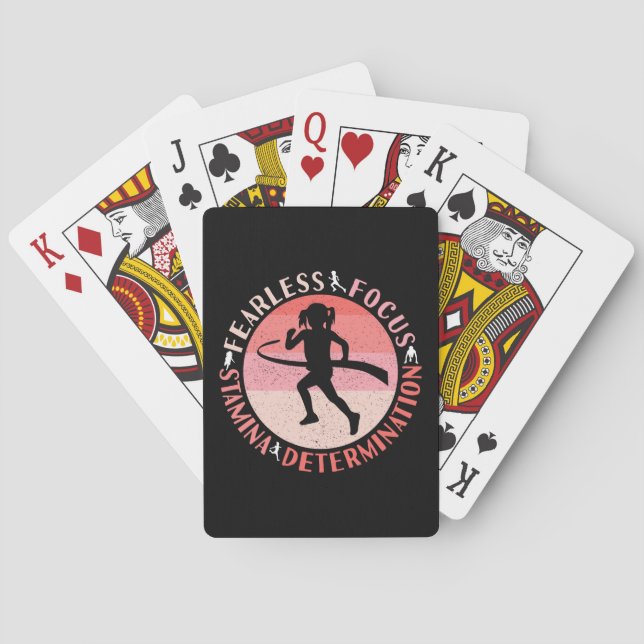 Girls Running Mindset - Focus Fearless Runner Playing Cards (Back)