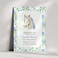 Girls Saddle Up Preppy Pony Horse Toile Birthday 