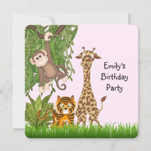 Girls Safari Birthday Party Invitation