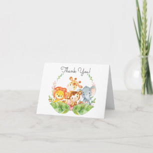Girls Safari Jungle Baby Shower Thank You Note