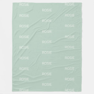 Girls Sage Green Personalised Script Name Fleece Blanket