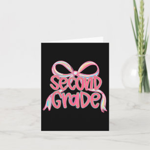 Girls Second Grade Coquette Bow Back To School Tea Card