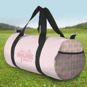 Girls semi-pro golfer pink name bag