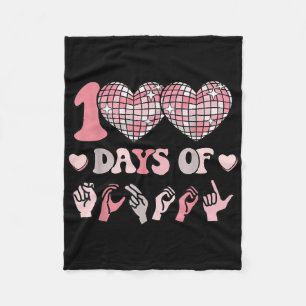 Girls Sign Language 100th Day Of School Outfit Asl Fleece Blanket