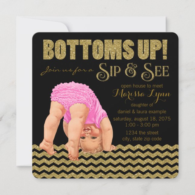 Girls Sip and See Invitation (Front)