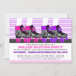 Girls Skate Party Birthday Invitations