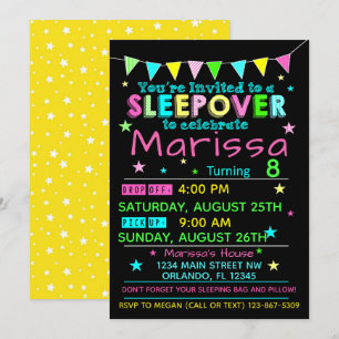Girls Sleepover Birthday Invitation Slumber Party