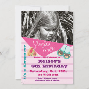 Girls Sleepover Pajama Slumber Party Invitation