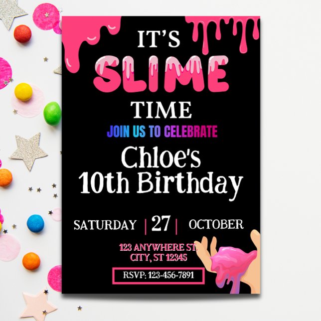 Girls Slime Birthday Invitation  (Creator Uploaded)