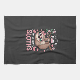 Girls Sloth T-Shirt Tea Towel