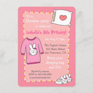 Girls Slumber Birthday Party, Sleepover Pyjama Invitation