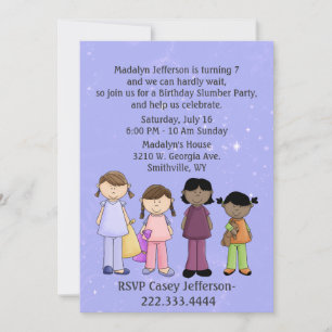 Girl's Slumber Party Birthday Invitation