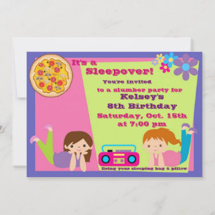 Girls Slumber Party Sleepover Pajama Invitation