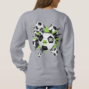 girls soccer ball blowout black bright green stars sweatshirt