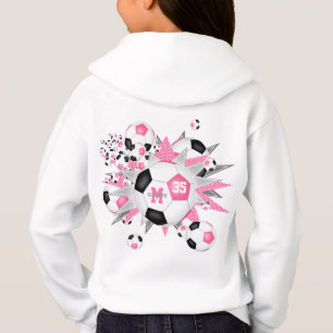girls soccer balls stars pink black monogrammed