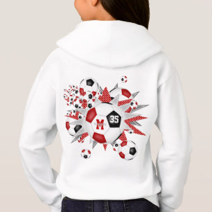 girls soccer balls stars red black monogrammed