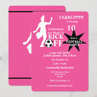 Girls Soccer Birthday Party Invitation
