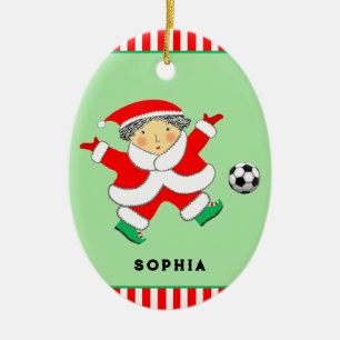 Girls Soccer Christmas Collectable Ceramic Ornament